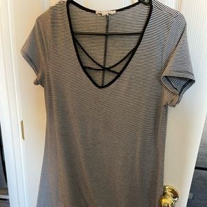 Black and White Stripes T-Shirt Dress